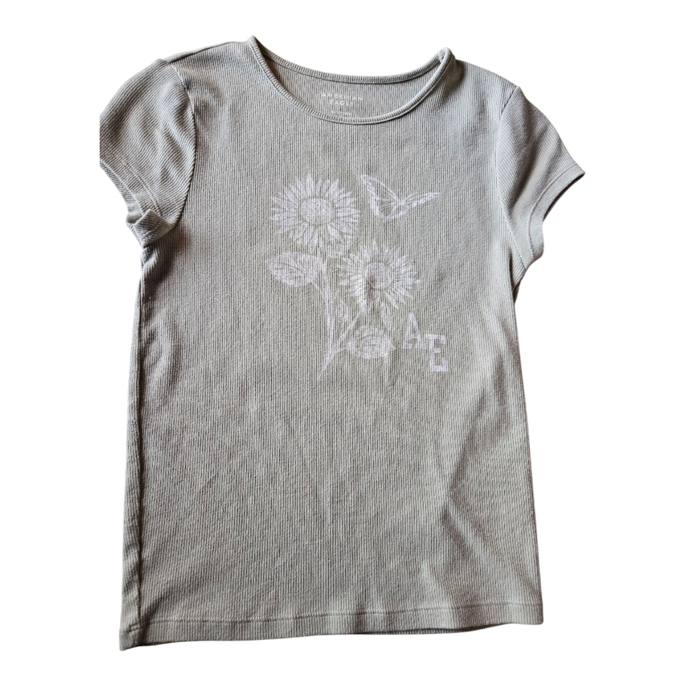 American Eagle Outfitters Green Short Sleeve Tee with Crew Neck